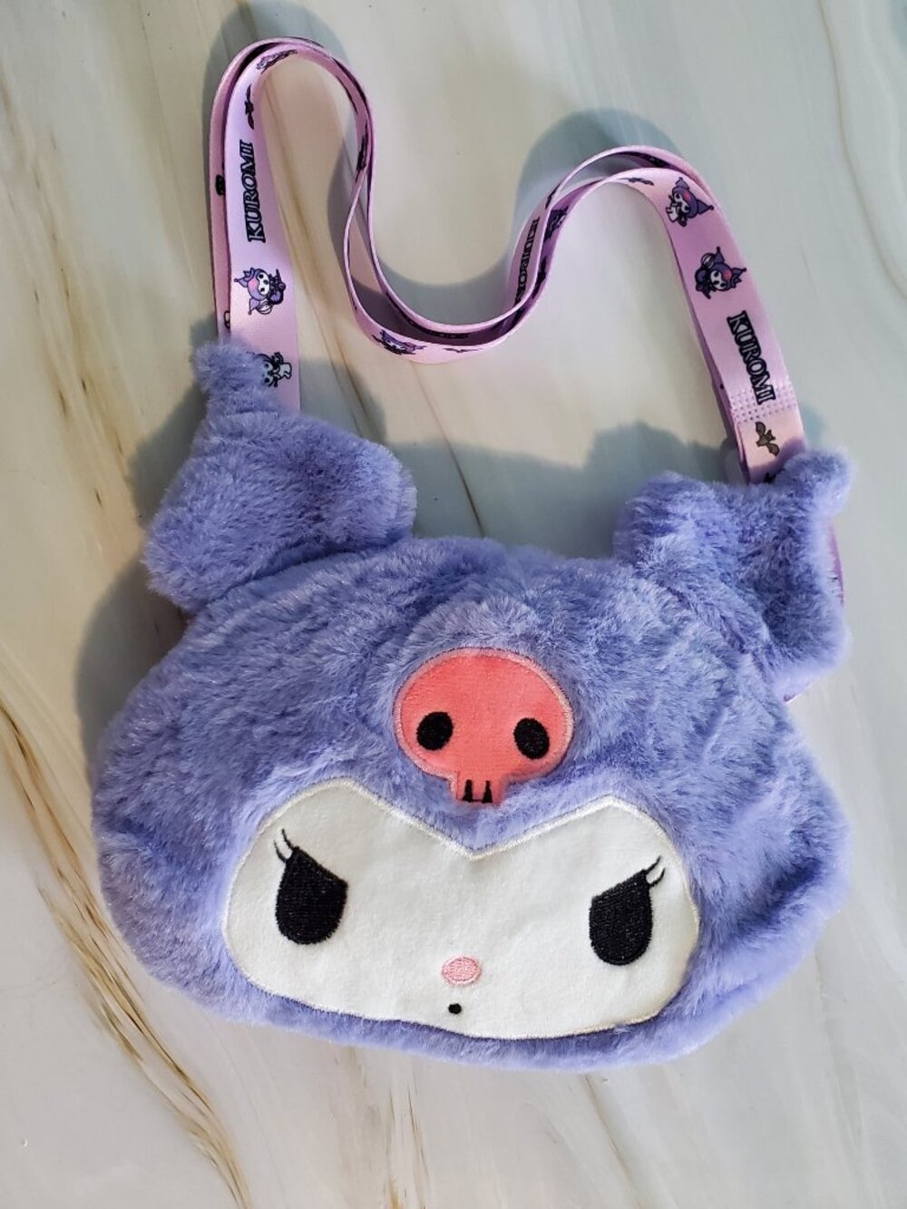 ✨$5 OFF $25 ✨ Sanrio Kuromi Mini Fuzzy Plushie Crossbody